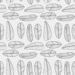 Tropical leaf line art wallpaper background vector. Design of natural monstera leaves and banana leaves in a minimalist linear outline style. Design for fabric, print, cover, banner, decoration.