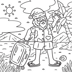 Christmas in July Santa on Vacation Coloring Page