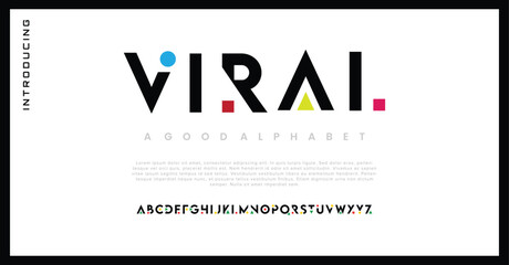 Viral Creative Design vector Font of twisted Ribbon for Title, Header, Lettering, Logo. Funny Entertainment Active Sport Technology areas Typeface. Colorful rounded Letters and Numbers. - obrazy, fototapety, plakaty
