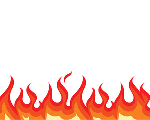 Fire flame frame border, banner design white background