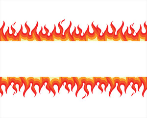 Fire flame frame border, banner design white background