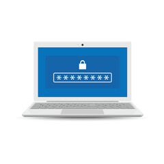 Password security access notice on laptop