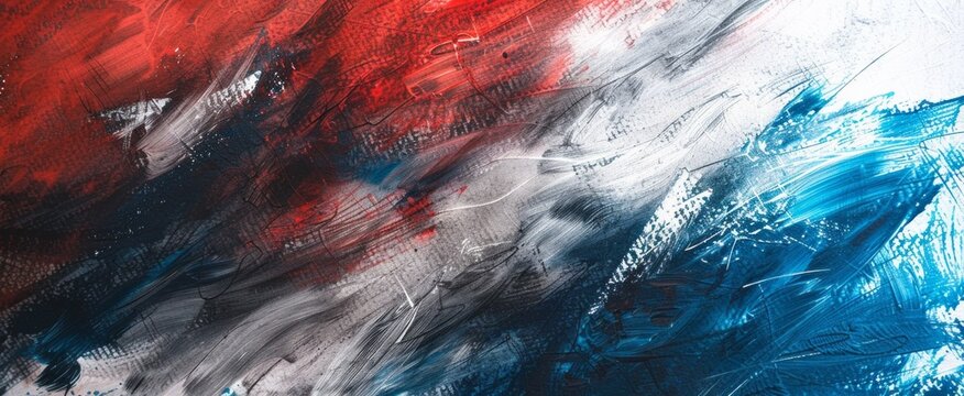 Abstract Red and Blue Dynamic Paint Strokes. Labor Day, Independence Day, Memorial Day banner