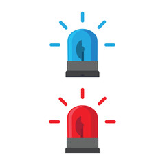 Blue and red emergency siren vector icon
