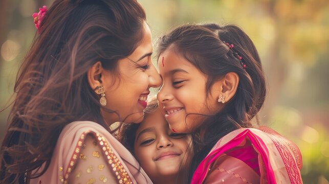 Family Photos of celebrating Happy Womens day. Happy Mother's day Image.