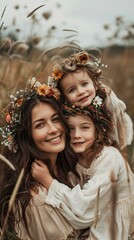 Fototapeta premium Family Photos of celebrating Happy Womens day. Happy Mother's day Image.