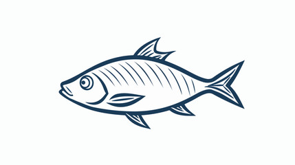 Illustration of a simple fish icon line drawing. 