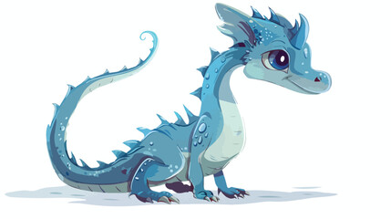 Illustration of baby dragon with long neck Flat vector