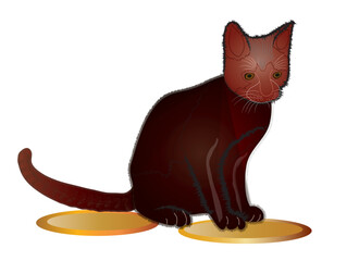 Sitting Cat is dark brown in colour