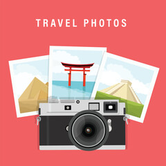Travel photos. Travel memories concept. Travel and vacation banner design