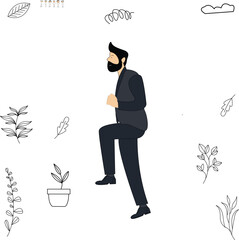 vector illustration of the attitude of a sneaky businessman