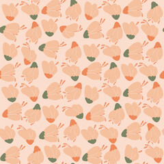 Pink wildflowers seamless pattern. Summer floral repeat cover. Botanic loop ornament. Flower bud vector hand drawn illustration.