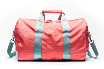 Pink sport bag isolated on white background