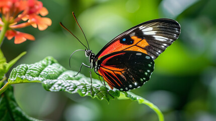 Fototapeta na wymiar a macro shot of a beautiful butterfly , Bright and vibrant nature