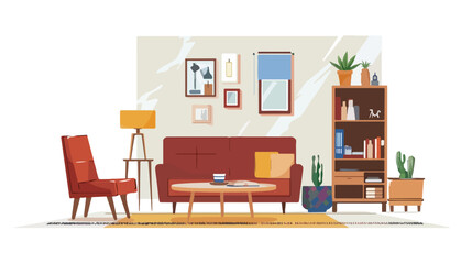 Interior of the living room. Flat vector isolated on