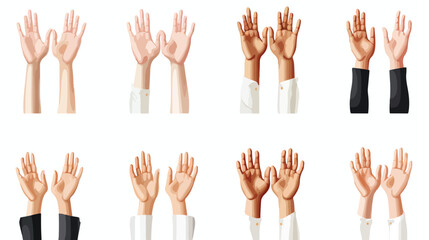 3D illustration set of hands applauding isolated on white