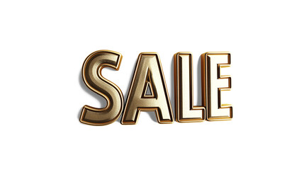 3d letter SALE in Golden color on white background