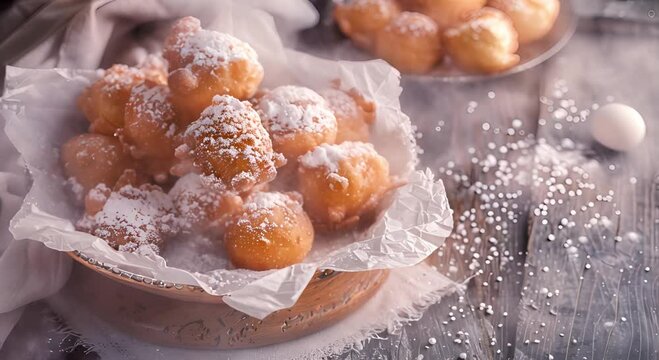 Indulge in Sharing Joy Freshly Made Zeppole, a Delightful Addition to Gatherings, Spreading Happiness and Culinary Delights
