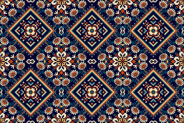 Floral knitted embroidery vector.geometric seamless pattern.