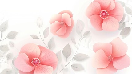 Happy Mother's Day. This imported vector design features pink and white flowers with leaves on an isolated background