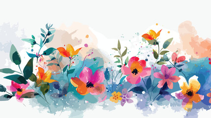 Fototapeta na wymiar A beautiful Digital Flowers Motif Design watercolor illustration