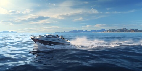 Luxury motorboat on the sea