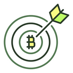 Arrow on Bitcoin Target vector Cryptocurrency colored icon or logo element - 785210189