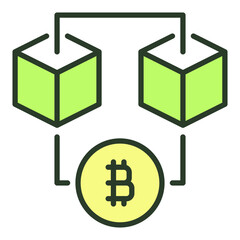 Bitcoin Blockchain Technology Crypto vector colored icon or symbol - 785210190
