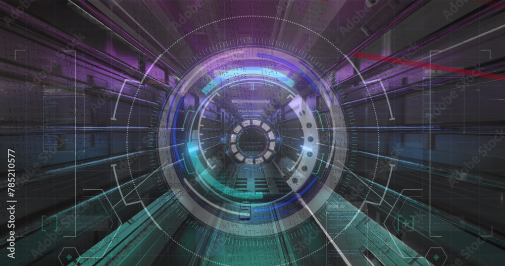 Poster image of three dimensional illuminated tunnel with circular shape sign