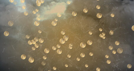 Image of shapes moving over bitcoins
