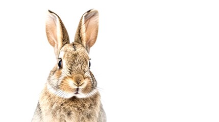 Adorable Bunny Portrait Against White Background. Perfect for Easter and Spring Themes. Captivating, Simple, and Charming. AI