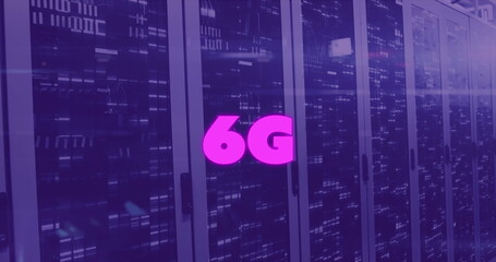 Image of 6g over violet server room