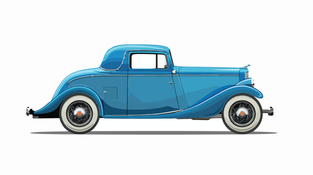 Land vehicle vector illustration. Vintage blue car 