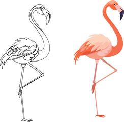 Pink flamingo on one leg-