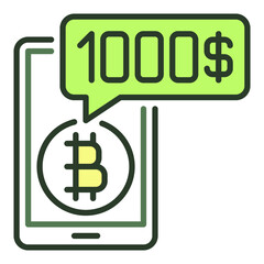 Bitcoin Money with Smartphone vector Online Cryptocurrency Trading colored icon or design element - 785210974