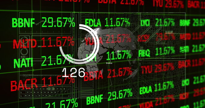 Image of globe and financial data processing