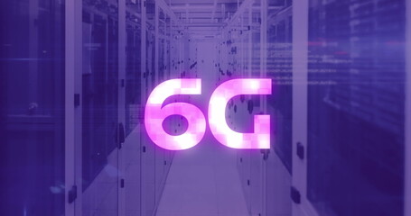 Image of 6g and data over violet server room