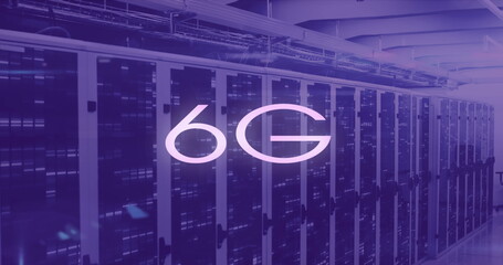 Image of 6g over violet server room