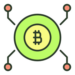 Bitcoin sign inside Circle vector Crypto Currency colored icon or logo element