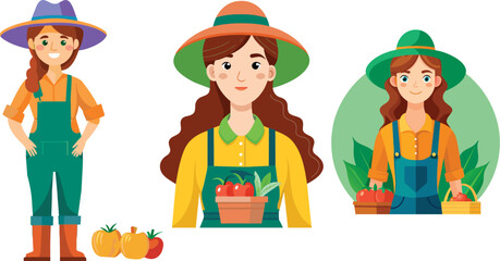 Female Peasant Direct Farmers with Vegetables