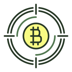 Bitcoin sign inside Target vector Crypto Technology colored icon or design element - 785211350