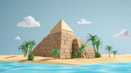 vector with Pyramid famous museum history landmark for travel destination ancient of Cairo Giza Pharaoh in Egypt