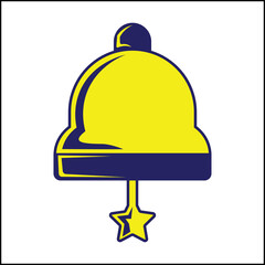 bell and star illustration vector design in yellow and blue colors in simple style. suitable for logos, icons, posters, advertisements, banners, companies, t-shirt designs, stickers, websites.
