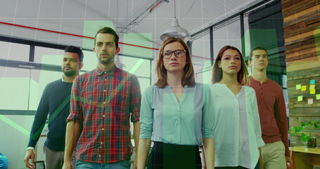 Image of american flag over smiling diverse couple hiking in mountains