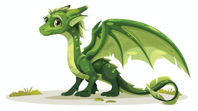 Legendary creature mascot. Green gragon cartoon