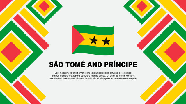 Sao Tome And Principe Flag Abstract Background Design Template. Sao Tome And Principe Independence Day Banner Wallpaper Vector Illustration