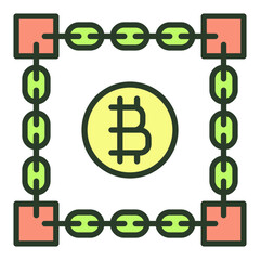 Blockchain Technology vector Bitcoin Cryptocurrency colored icon or design element - 785211710