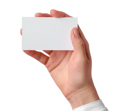 Male hand holding business card, blank mockup template, cut out
