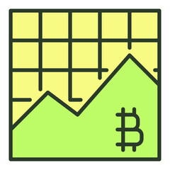 Cryptocurrency Online Trading vector Bitcoin Graph colored icon or logo element