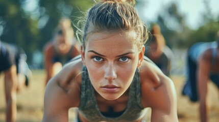 Determined Athlete Pushing Limits in Grueling Fitness Bootcamp Challenge